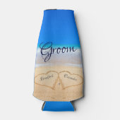 ビーチ結婚式ハートインサンドグルーミング ボトルクーラー (正面)