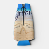 ビーチ結婚式ハートインサンドグルーミング ボトルクーラー (裏面)