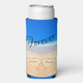 ビーチ結婚式ハートインサンドゲストキープサケカンC スリム缶クーラー (Seltzer正面)