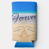 ビーチ結婚式ハートインサンドゲストキープサケカンC スリム缶クーラー (裏面)