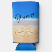 ビーチ結婚式ハートインサンドゲストキープサケカンC スリム缶クーラー (正面)