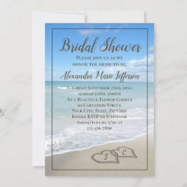 ビーチ結婚式ハートインサンドブライダルシャワー 招待状