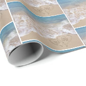 ビーチ結婚式ハートインサンド ラッピングペーパー (ロールコーナー)