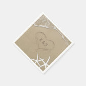 ビーチ結婚式ハートインザンドヒトデ スタンダードカクテルナプキン (角)