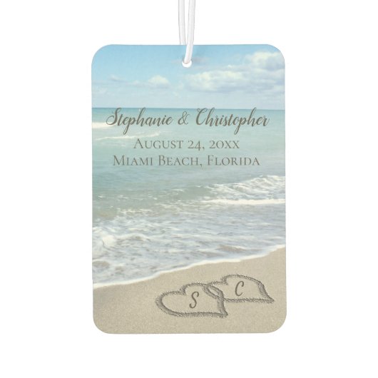 ビーチ結婚式ハートイン砂エレガント カーエアーフレッシュナー (裏面)