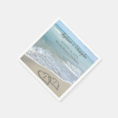 ビーチ結婚式ハートイン砂エレガント スタンダードカクテルナプキン (角)