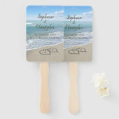 ビーチ結婚式ハートイン砂エレガント ハンドファン (正面&裏面)