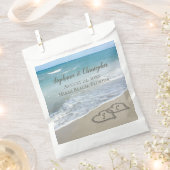 ビーチ結婚式ハートイン砂エレガント フェイバーバッグ (クリップ留めされた状態)