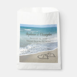 ビーチ結婚式ハートイン砂エレガント フェイバーバッグ