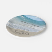 ビーチ結婚式ハートイン砂エレガント ペーパープレート (アングル)