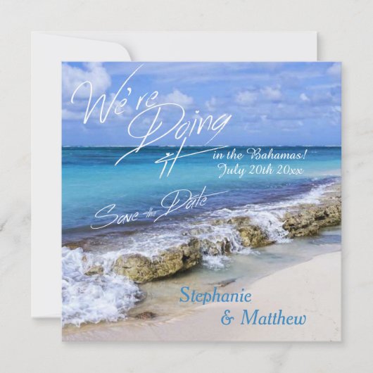 ビーチ結婚式バハマ保存日 セーブザデート (正面)