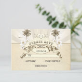 ビーチ結婚式パームスターフィッシュサンレイウウェディングRSVP 出欠カード (スタンド正面)