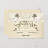 ビーチ結婚式パームスターフィッシュサンレイウウェディングRSVP 出欠カード (正面/裏面)