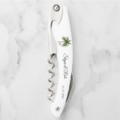 ビーチ結婚式パームツリーニューリュウズパーソナライズされた ソムリエナイフ (正面)