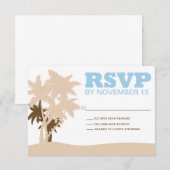 ビーチ結婚式パームツリーRSVPテンプレートカード 出欠カード (正面/裏面)