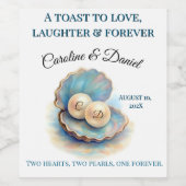 ビーチ結婚式パールシェルエレガント海テーマギ ワインラベル (シングルラベル)