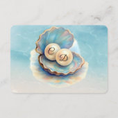 ビーチ結婚式パールシェルエレガント海テーマ エンクロージャーカード (裏面)