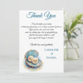 ビーチ結婚式パールシェルエレガント海テーマ サンキューカード (スタンド正面)