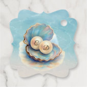 ビーチ結婚式パールシェルエレガント海テーマ フェイバータグ (裏面)