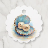 ビーチ結婚式パールシェルエレガント海テーマ フェイバータグ (裏面)