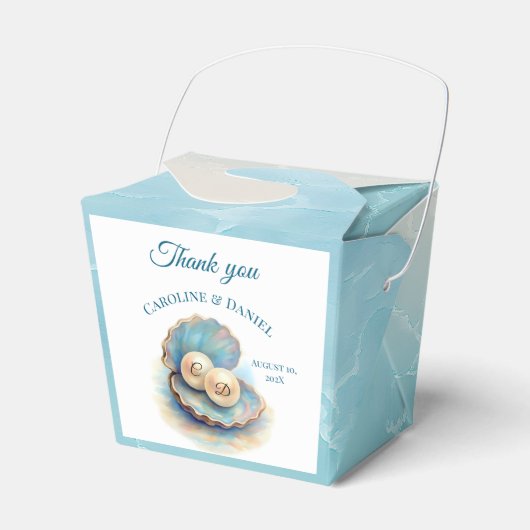 ビーチ結婚式パールシェルエレガント海テーマ フェイバーボックス (正面サイド)