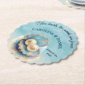 ビーチ結婚式パールシェルエレガント海テーマ ペーパーコースター (アングル)