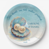 ビーチ結婚式パールシェルエレガント海テーマ ペーパープレート (正面)