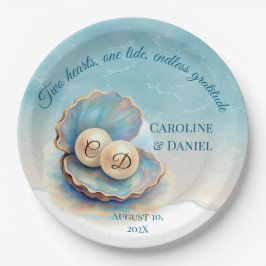 ビーチ結婚式パールシェルエレガント海テーマ ペーパープレート