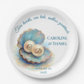 ビーチ結婚式パールシェルエレガント海テーマ ペーパープレート (正面)