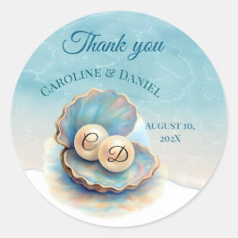 ビーチ結婚式パールシェルエレガント海テーマ ラウンドシール