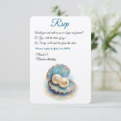 ビーチ結婚式パールシェルエレガント海テーマ 出欠カード (スタンド正面)