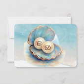 ビーチ結婚式パールシェルエレガント海テーマ 出欠カード (裏面)