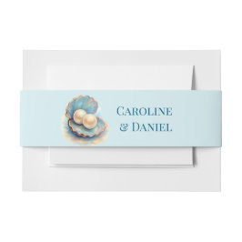 ビーチ結婚式パールシェルエレガント海テーマ 招待状ベリーバンド
