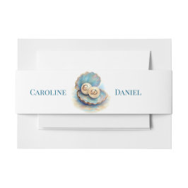 ビーチ結婚式パールシェルエレガント海テーマ 招待状ベリーバンド