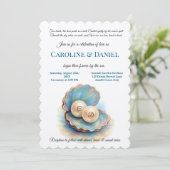 ビーチ結婚式パールシェルエレガント海テーマ 招待状 (スタンド正面)