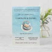 ビーチ結婚式パールシェルエレガント海テーマ 招待状 (スタンド正面)