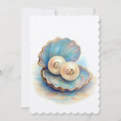 ビーチ結婚式パールシェルエレガント海テーマ 招待状 (裏面)