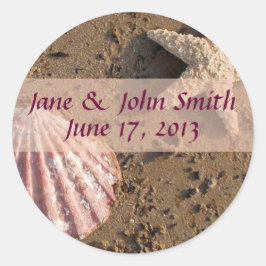 ビーチ結婚式ヒトデとシーシェルシール ラウンドシール