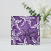 ビーチ結婚式ヒトデ紫 招待状 (スタンド正面)