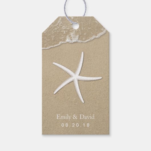 ビーチ結婚式ヒトデ&サンドトロピカル ギフトタグ (正面)