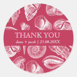 ビーチ結婚式ビバマゼンタホワイトシーシェ感謝していル ラウンドシール