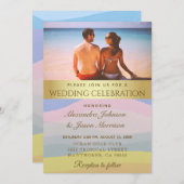 ビーチ結婚式フォトウォーターカラー招待状 招待状 (正面/裏面)