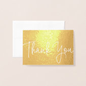 ビーチ結婚式フォトサンキューカードのゴールドフォイル 箔カード (封筒付き正面)