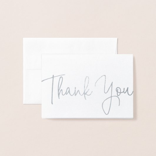 ビーチ結婚式フォトサンキューカード銀箔 箔カード (封筒付き正面)