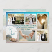 ビーチ結婚式フォトサンキューフラットカード サンキューカード (正面/裏面)