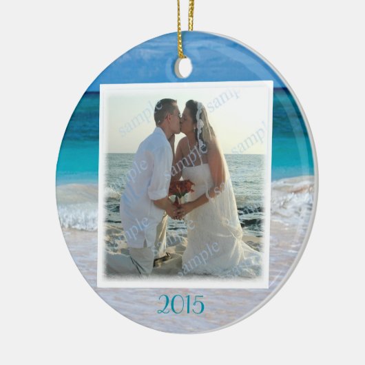 ビーチ結婚式フォトフレーム熱帯海オーナメント セラミックオーナメント (左)