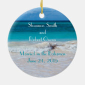 ビーチ結婚式フォトフレーム熱帯海オーナメント セラミックオーナメント (裏面)