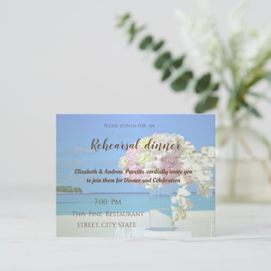 ビーチ結婚式フラワーリハーサルディナー 招待状 (スタンド正面)