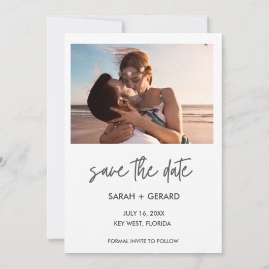 ビーチ結婚式フリー飲み物Arch Photo日付を保存 案内状 (裏面)