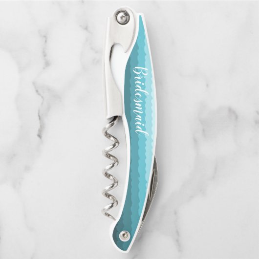 ビーチ結婚式ブルーウェーブズの名前の付いた花嫁メイド ソムリエナイフ (正面)